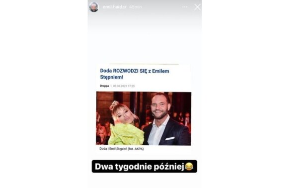 Komentarz Emila Haidara do rozwodu Dody/Instagram @Emil Haidar